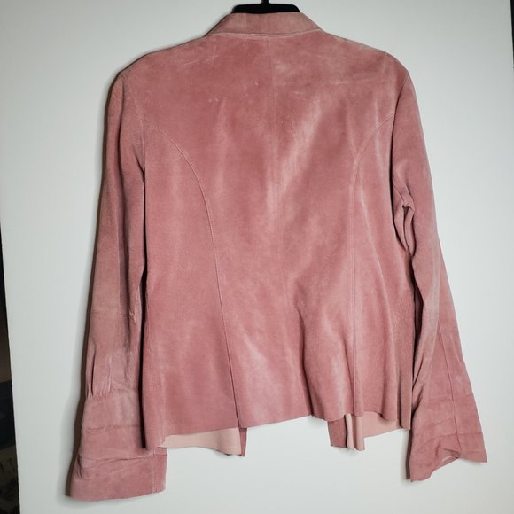 EXPRESS Pink 100% Genuine Leather Suede Shirt Jacket Shacket Size 11/12 M Vtg - Picture 6 of 12
